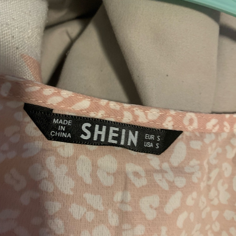 Pink and White Cheetah Shein Shirt.